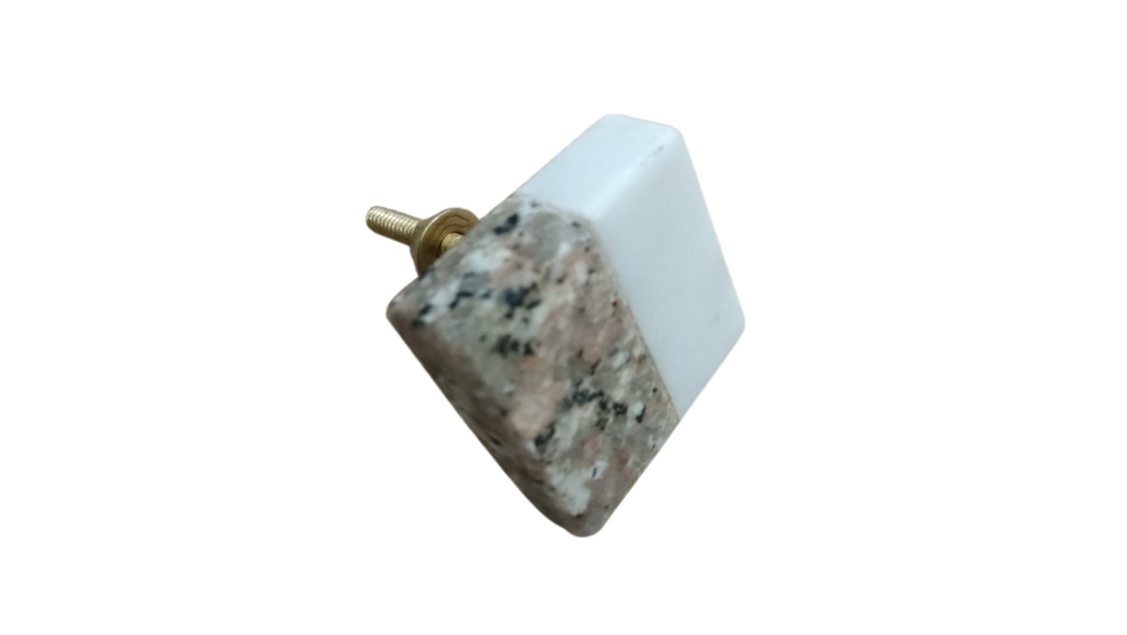 Two-Tone Granite Stone and White Resin Square Door Knob | Architectural Hardware Manufacturer