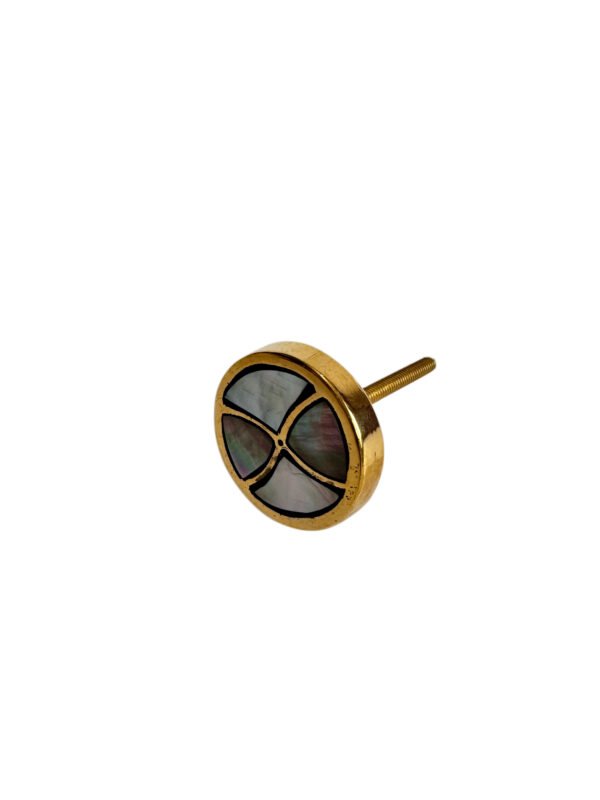 Geometric Segmented Mother of Pearl Inlay Brass Cabinet Knob | Premium Furniture Hardware Manufacturer