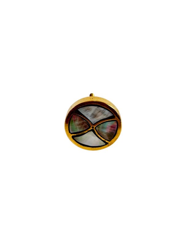 Geometric Segmented Mother of Pearl Inlay Brass Cabinet Knob | Premium Furniture Hardware Manufacturer