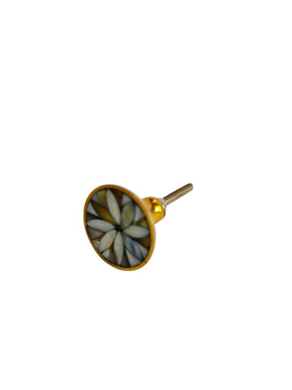 Handmade Floral Mosaic Mother of Pearl Inlay Brass Cabinet Knob