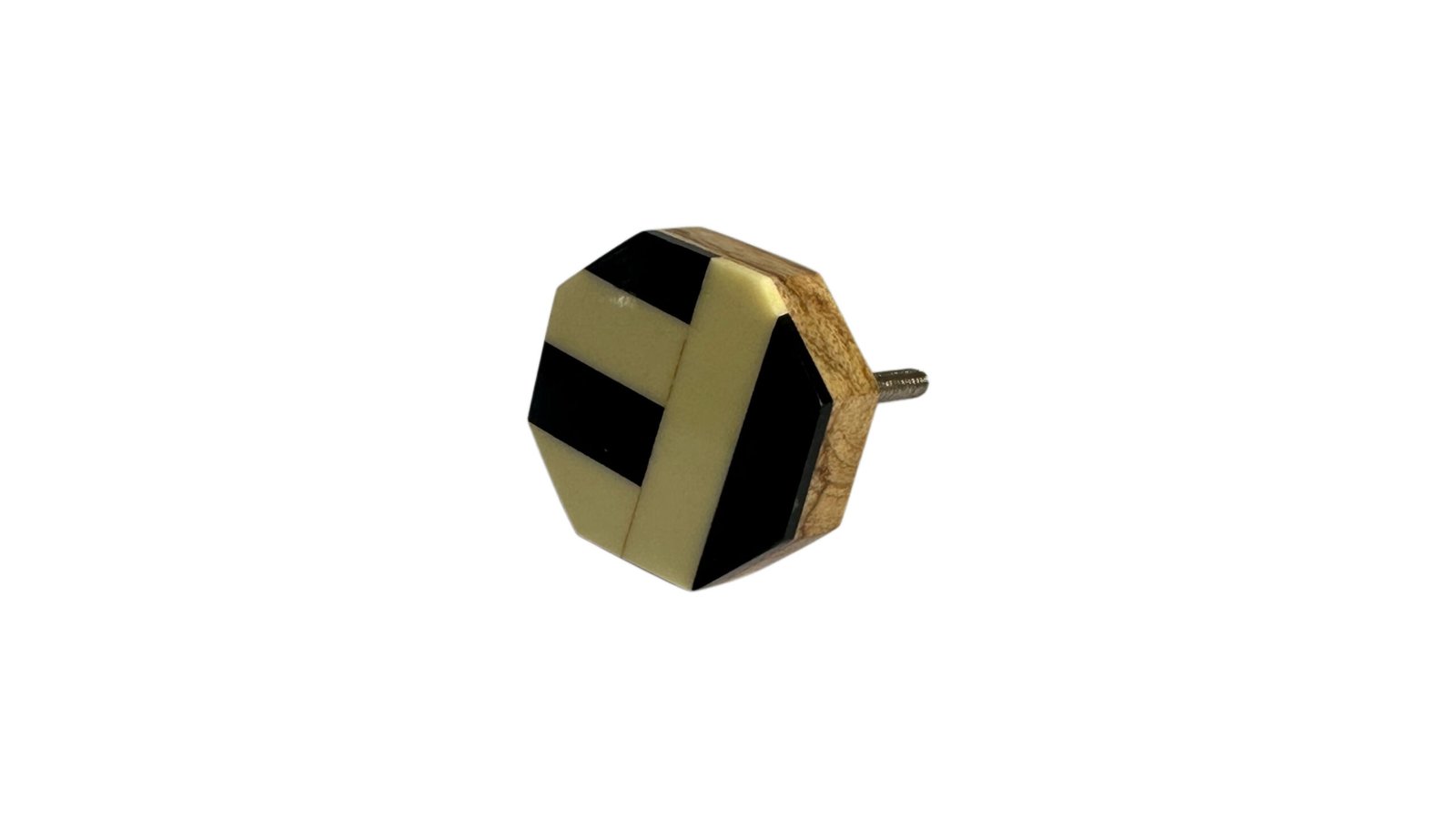 Octagonal Black & Cream Geometric Resin Cabinet Knob | B2B Manufacturer & Hardware Supplier