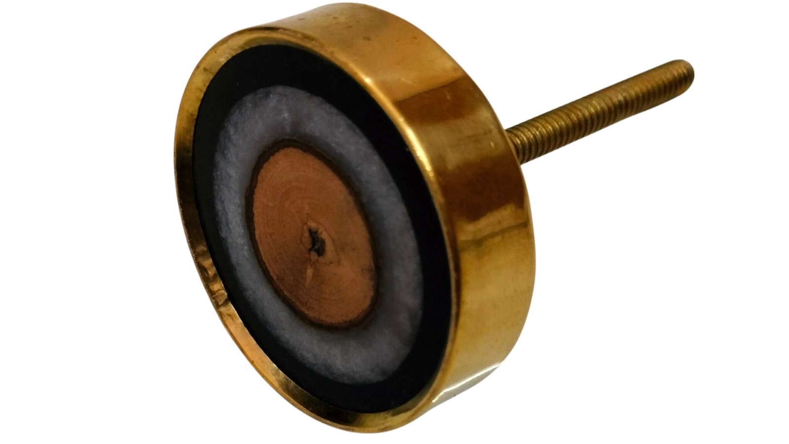 : Concentric Multi-Ring Wood and Brass Cabinet Knob | Manufacturer Direct