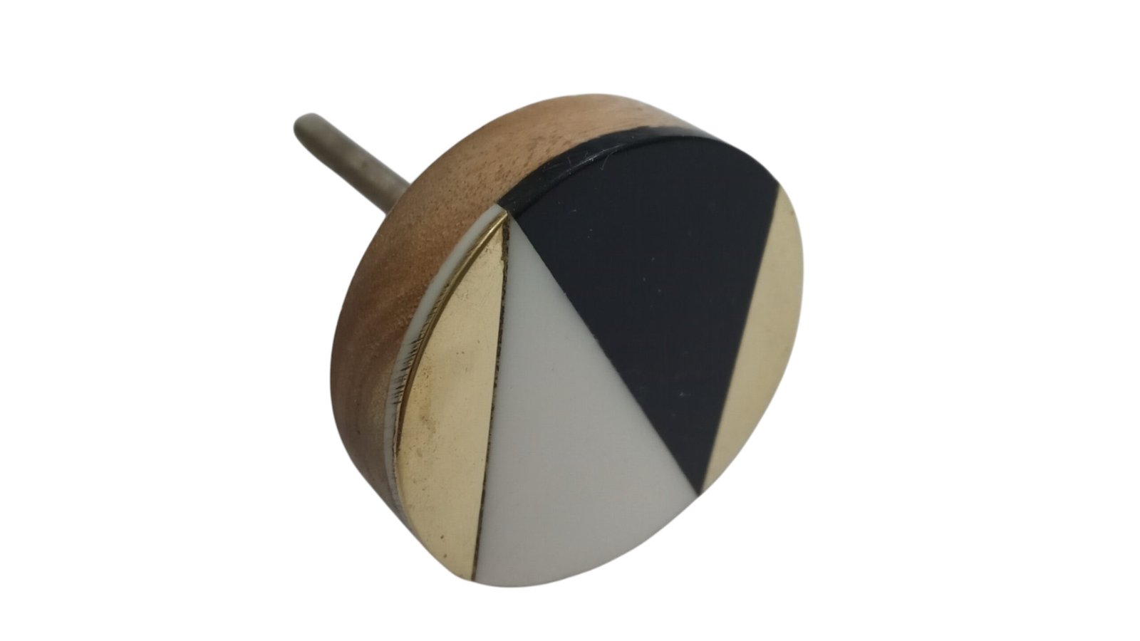 Modern Wooden & Geometric Inlay Round Door Knob | Designer Cabinet Hardware Manufacturer