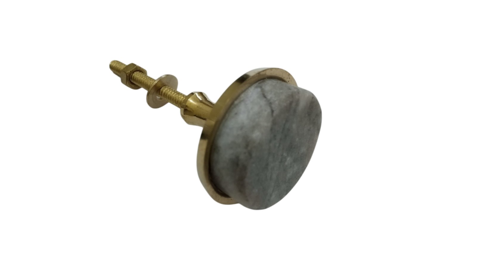 Wholesale Round Marble & Brass Cabinet Knob | Flat Stone Door Pull Manufacturer