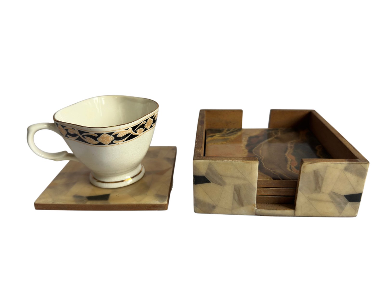 Handcrafted Resin & Wooden Coaster Set with Holder – Wholesale / Bulk Supplier