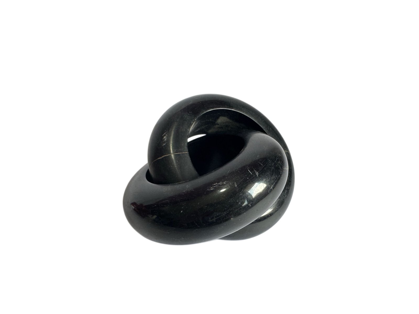 Handcrafted Black Marble Interlocking Loop Sculpture – Premium Home Decor Accent