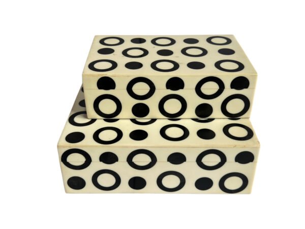 Handmade Black and White Circles Bone Inlay Decorative Box Set | Manufacturer & Wholesale Supplier