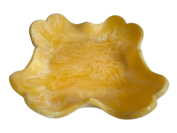 Handmade Yellow Resin Scalloped Bowl | Decorative Amber Dish Manufacturer