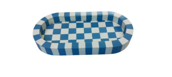 Handcrafted Blue and White Checkered Decorative Tray | Wholesale Manufacturer & Exporter