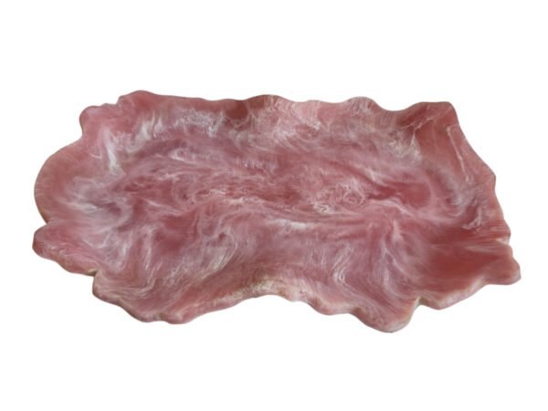 Handmade Pink Resin Rectangular Bowl | Decorative Wave-Edge Tray Manufacturer