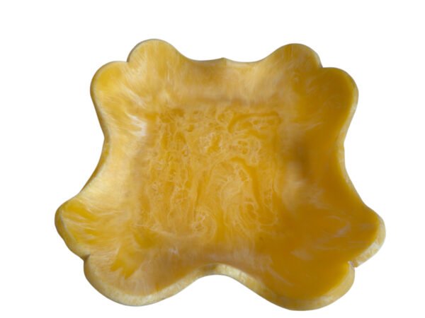 Handmade Yellow Resin Scalloped Bowl | Decorative Amber Dish Manufacturer