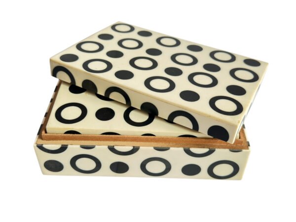 Handmade Black and White Circles Bone Inlay Decorative Box Set | Manufacturer & Wholesale Supplier