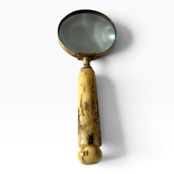 Vintage Brass Magnifying Glass with Antique Marble Finish Handle