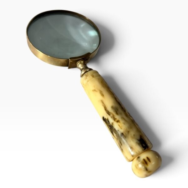 Vintage Brass Magnifying Glass with Antique Marble Finish Handle